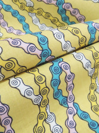 Lemon Yellow/Cerulean/Cotton Candy Pink/Multi 100% Cotton Interlocking Chains Print  Quilt-Weight Woven 43W