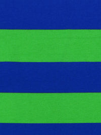 Parakeet Green/Cobalt Cotton/Lycra Horizontal Stripe Print Jersey Knit 60W