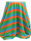 Parakeet Green/Sky Blue/Bright Tiger Orange Cotton/Lycra Horizontal Stripe Print Jersey Knit 60W