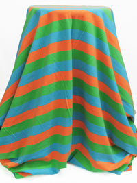 Parakeet Green/Sky Blue/Bright Tiger Orange Cotton/Lycra Horizontal Stripe Print Jersey Knit 60W