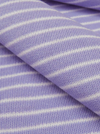 Periwinkle/White Cotton/Polyester Horizontal Yarn-Dyed Stripe Interlock Knit 60W