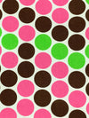 French Pink/Dark Brown/Lime/White Cotton/Lycra Multi-Dot Print Jersey Knit 60W