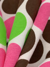 French Pink/Dark Brown/Lime/White Cotton/Lycra Multi-Dot Print Jersey Knit 60W