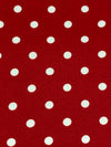 Crimson Red/White Cotton/Lycra Polka Dot Print Jersey Knit 62W