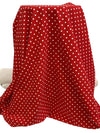 Crimson Red/White Cotton/Lycra Polka Dot Print Jersey Knit 62W