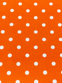 Orange/White Cotton/Lycra Polka Dot Print Jersey Knit 62W