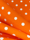 Orange/White Cotton/Lycra Polka Dot Print Jersey Knit 62W