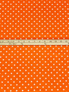 Orange/White Cotton/Lycra Polka Dot Print Jersey Knit 62W