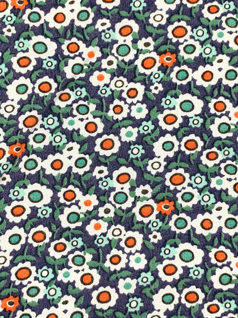 Independence Blue/Atomic Tangerine/White/Multi 100% Rayon Floral Print Shirting 56W