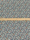 Independence Blue/Atomic Tangerine/White/Multi 100% Rayon Floral Print Shirting 56W