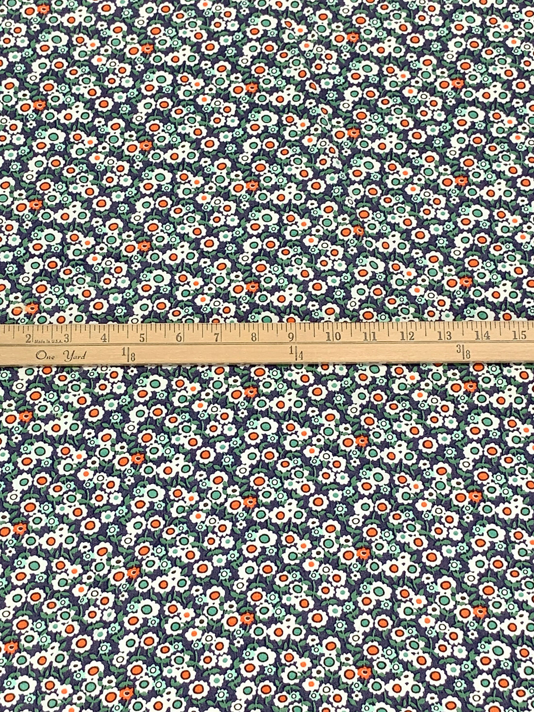 Independence Blue/Atomic Tangerine/White/Multi 100% Rayon Floral Print Shirting 56W