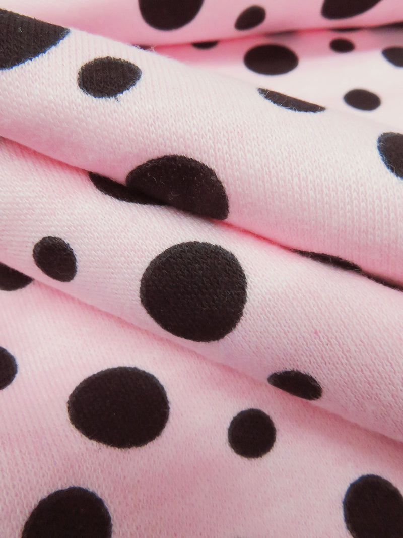 Ballet Pink/Coal Black Cotton/Polyester Scattered Dots Print Interlock Knit 64W