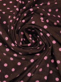 Chocolate Brown/Flamingo Pink 100% Cotton Polka Dot Print Pinwale Corduroy Shirting 44W