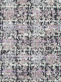 Cream/Soft Pink/Black/Multi Polyester/Metallic/Lycra Novelty Plaid Weave Boucle Sweater Knit 61W