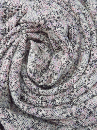 Cream/Soft Pink/Black/Multi Polyester/Metallic/Lycra Novelty Plaid Weave Boucle Sweater Knit 61W