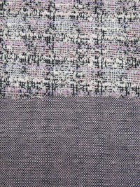Cream/Soft Pink/Black/Multi Polyester/Metallic/Lycra Novelty Plaid Weave Boucle Sweater Knit 61W