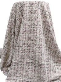 Cream/Soft Pink/Black/Multi Polyester/Metallic/Lycra Novelty Plaid Weave Boucle Sweater Knit 61W