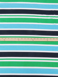 Irish Green/Sky Blue/Midnight Navy/White Cotton/Lycra Horizontal Stripe Print Jersey Knit 60W