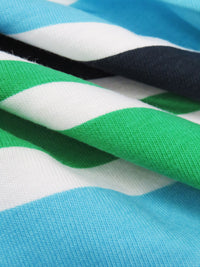 Irish Green/Sky Blue/Midnight Navy/White Cotton/Lycra Horizontal Stripe Print Jersey Knit 60W