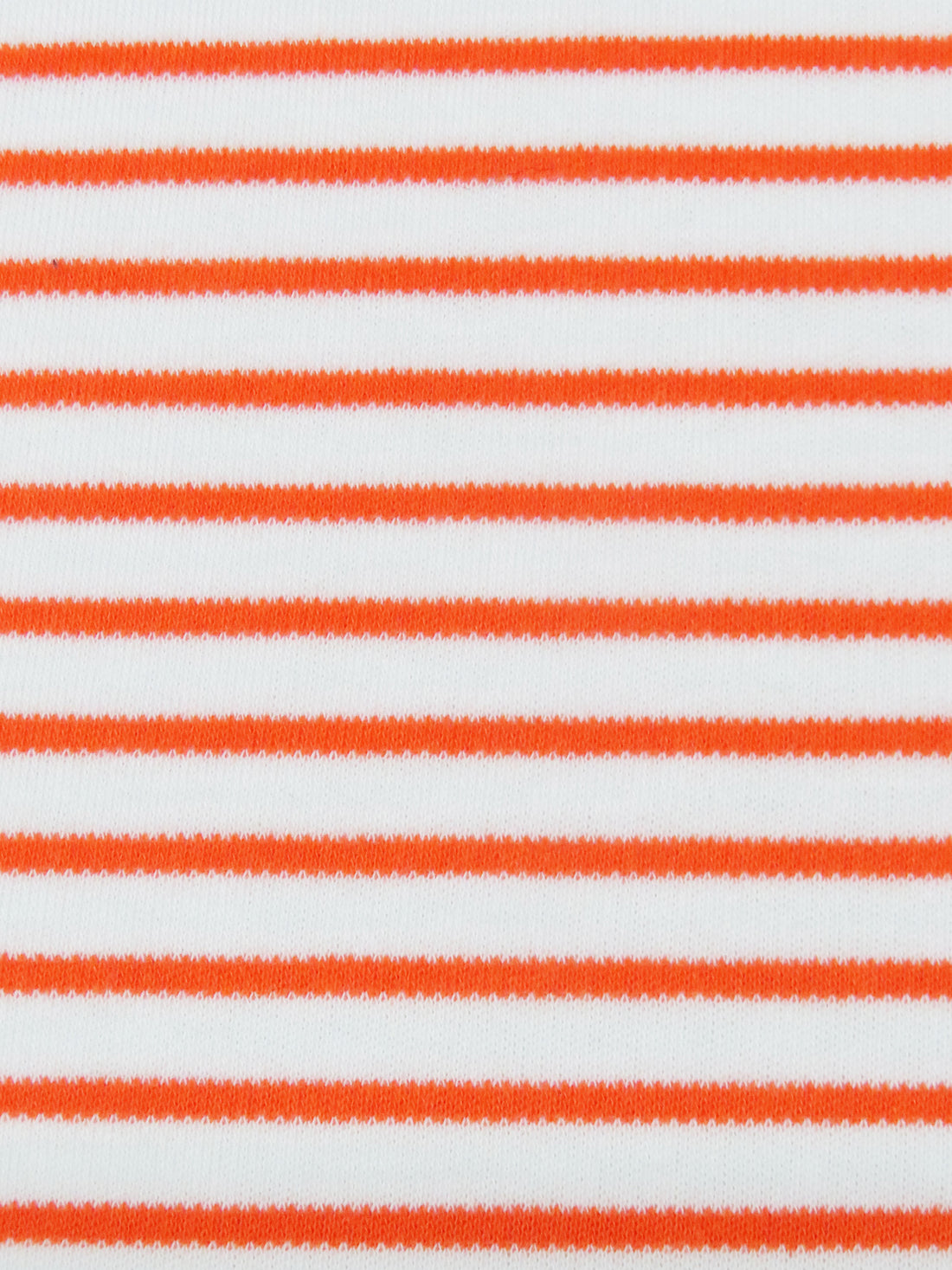 White/Safety Orange Cotton/Polyester Horizontal Yarn-Dyed Stripe Interlock Knit 62W