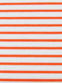 White/Safety Orange Cotton/Polyester Horizontal Yarn-Dyed Stripe Interlock Knit 62W