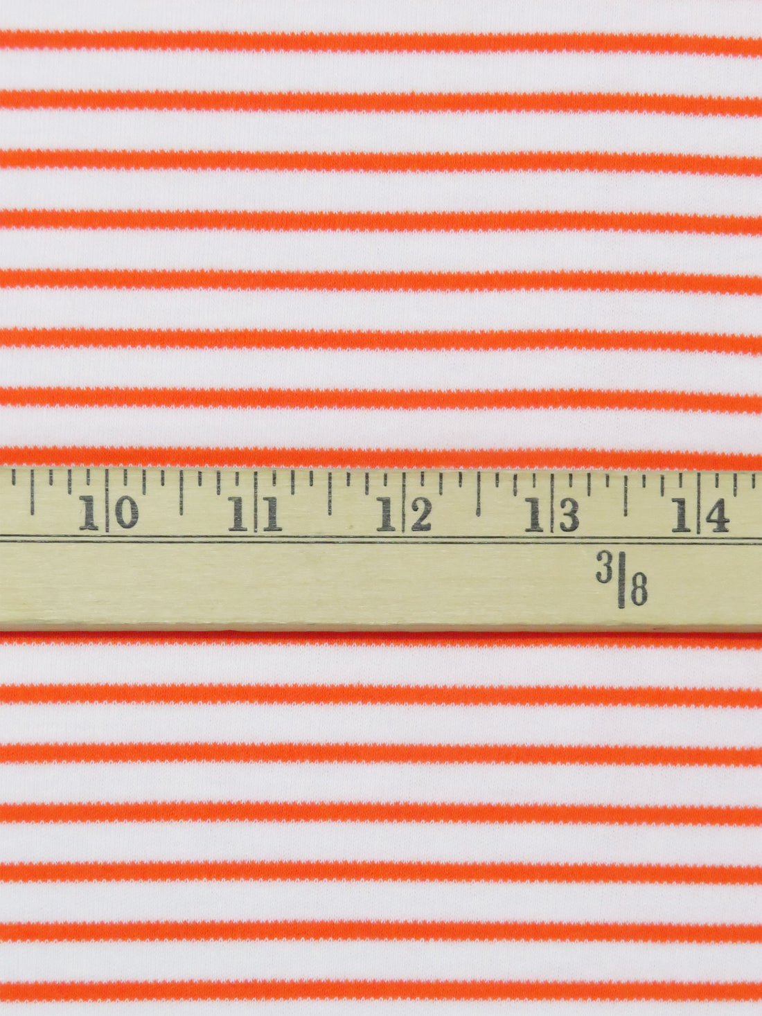 White/Safety Orange Cotton/Polyester Horizontal Yarn-Dyed Stripe Interlock Knit 62W