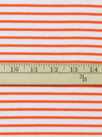 White/Safety Orange Cotton/Polyester Horizontal Yarn-Dyed Stripe Interlock Knit 62W