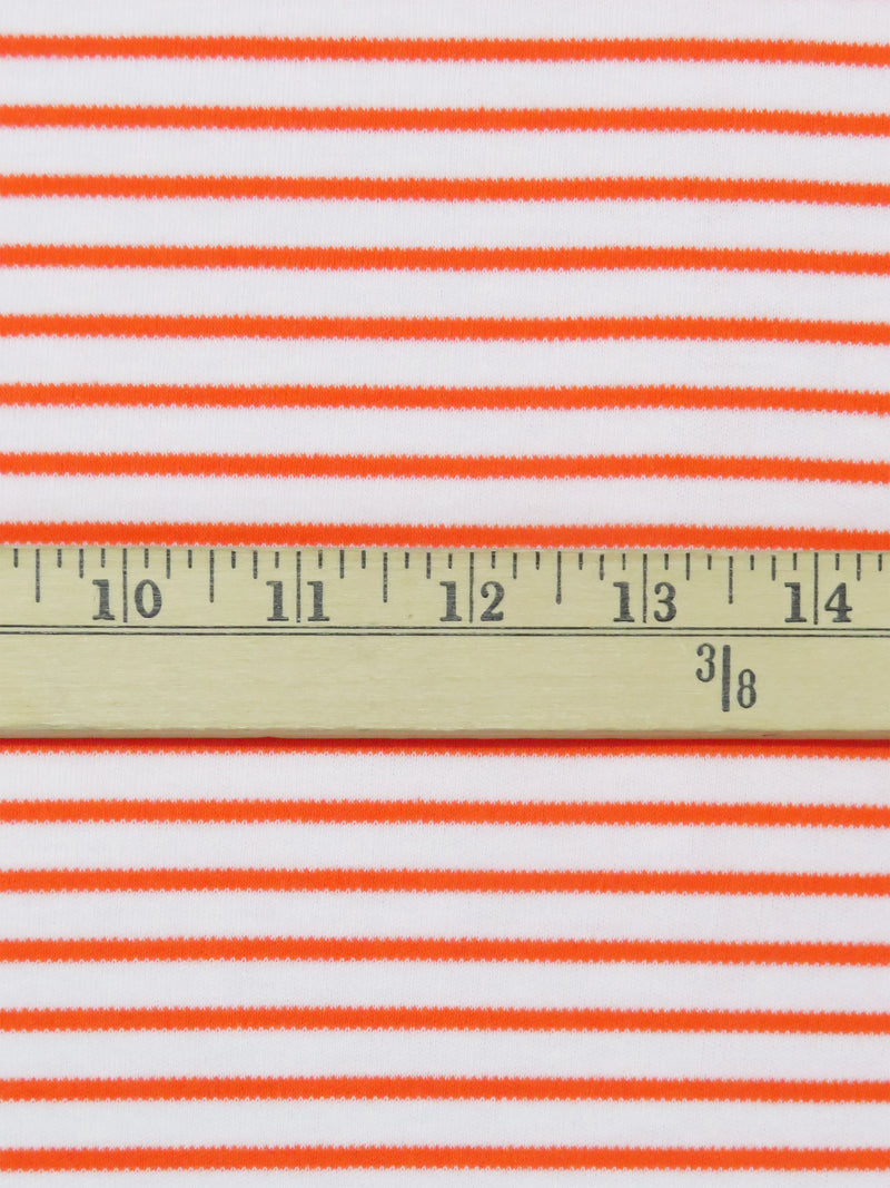 White/Safety Orange Cotton/Polyester Horizontal Yarn-Dyed Stripe Interlock Knit 62W