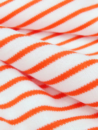 White/Safety Orange Cotton/Polyester Horizontal Yarn-Dyed Stripe Interlock Knit 62W