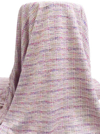 Light Pink/Cream/Wisteria/Multi Polyester/Metallic/Lycra Novelty Grid Weave Boucle Sweater Knit 62W