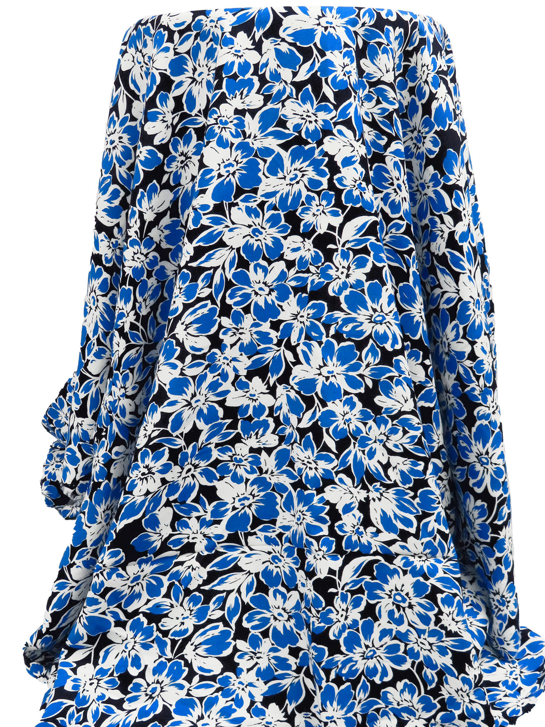 Cobalt/White/Black 100% Rayon Floral Print Challis 44W