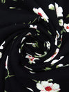 Black/Moss Green/White/Multi 100% Rayon Floral Stems Print Challis 44W
