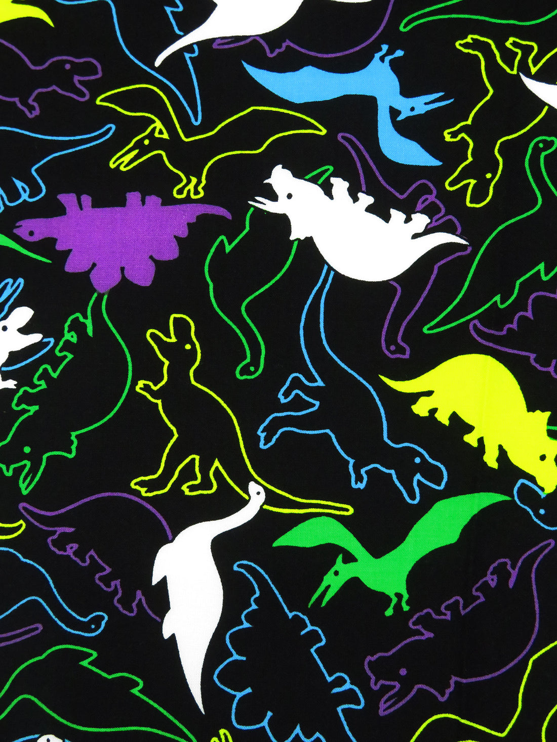 Black/Lemon/Dark Orchid/Multi 100% Rayon Dinosaurs Print Challis 43W