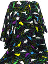 Black/Lemon/Dark Orchid/Multi 100% Rayon Dinosaurs Print Challis 43W