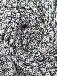 White/Black/Off-White Polyester/Metallic/Lycra Novelty Grid Weave Boucle Sweater Knit 61W