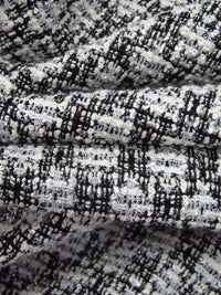 White/Black/Off-White Polyester/Metallic/Lycra Novelty Grid Weave Boucle Sweater Knit 61W