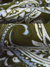 Dark Army Green/Dirty White/Blue Bell 100% Rayon Ornate Paisley Print Challis 43W