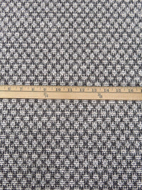 White/Black/Off-White Polyester/Metallic/Lycra Novelty Grid Weave Boucle Sweater Knit 61W