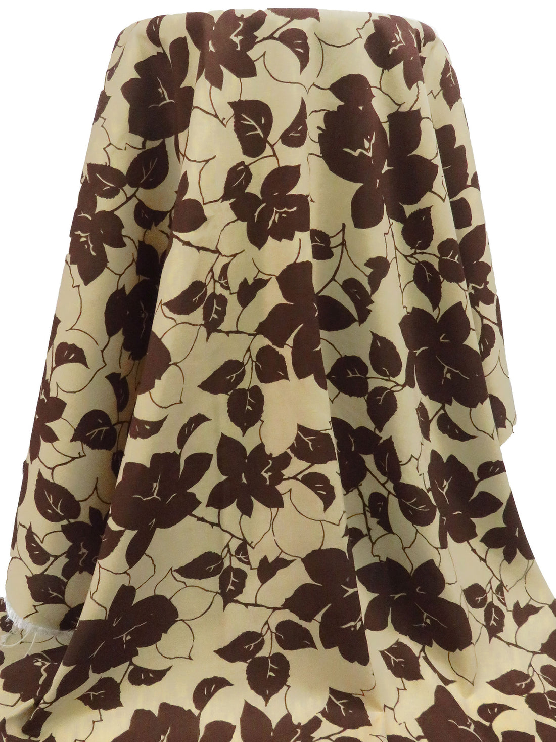 Tan/Acajou 100% Rayon Rose Silhouette Print Challis 43W