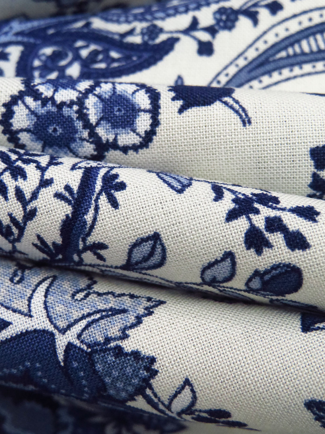 SOLD AS IS ONLY - Dark Navy/White/Dark Cornflower/Multi 100% Rayon Floral Paisley Print Challis 43W