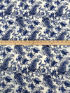 SOLD AS IS ONLY - Dark Navy/White/Dark Cornflower/Multi 100% Rayon Floral Paisley Print Challis 43W