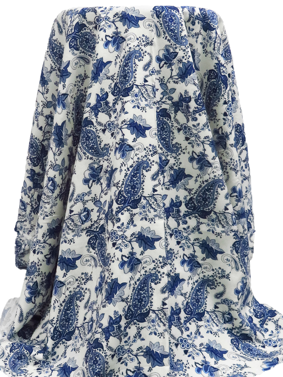 SOLD AS IS ONLY - Dark Navy/White/Dark Cornflower/Multi 100% Rayon Floral Paisley Print Challis 43W