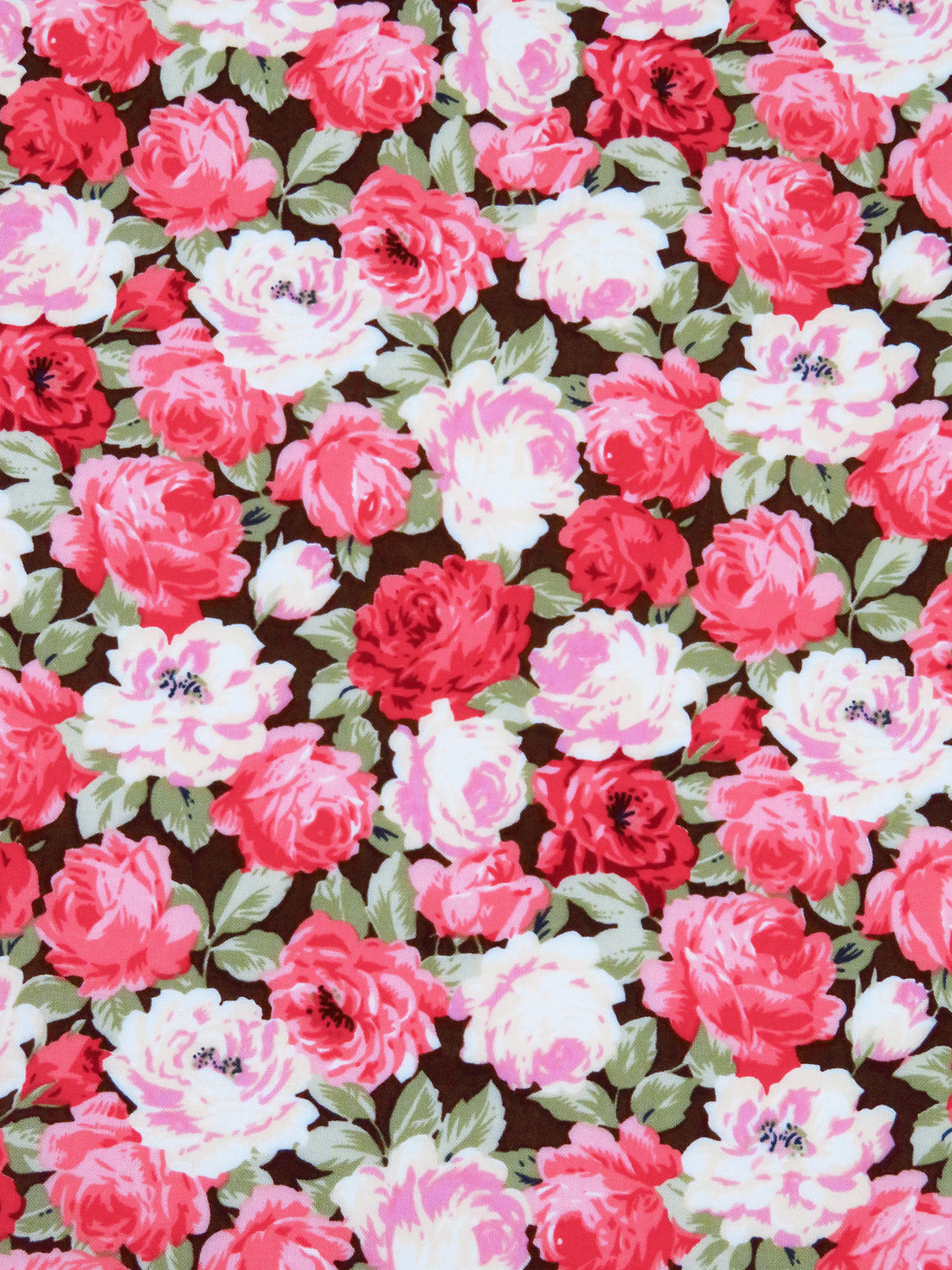 Salmon Pink/Cream/Bistre/Multi 100% Rayon Rose Print Challis 43W