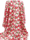 Salmon Pink/Cream/Bistre/Multi 100% Rayon Rose Print Challis 43W