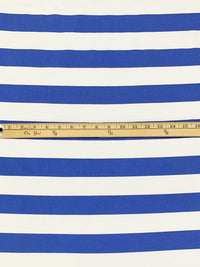 Medium Electric Blue/White Cotton/Lycra Horizontal Stripe Jersey Knit 60W