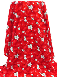 Scarlet/Green/White/Multi 100% Rayon Cherries Print Challis 43W
