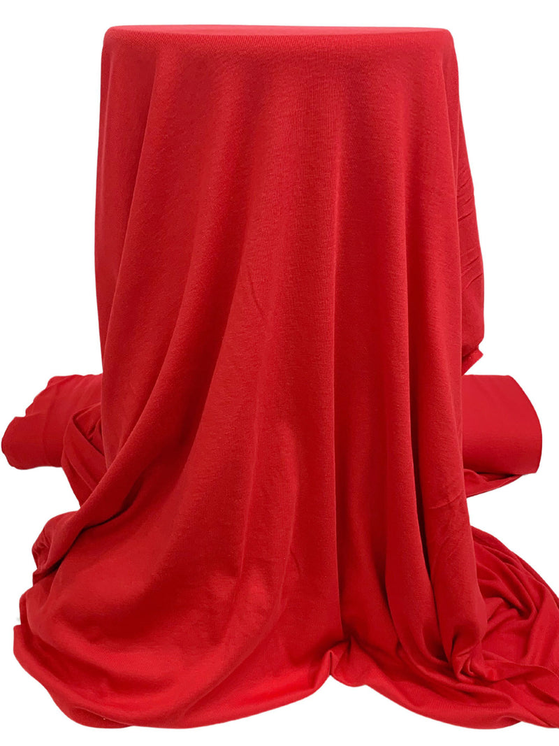 Amaranth Red Cotton/Polyester Fine Rib Knit 56W