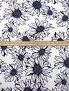 White/Dark Midnight Navy 100% Rayon Sunflower Print Challis 43W