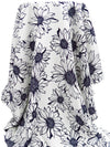 White/Dark Midnight Navy 100% Rayon Sunflower Print Challis 43W