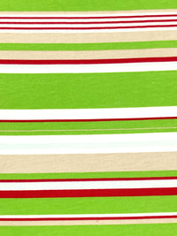 Inchworm Green/Deep Red/White Cotton/Lycra Horizontal Stripe Jersey Knit 60W